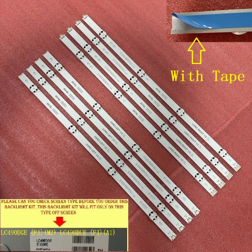 8 PCS/set LED Strip for 6916L-2706A 2705A 2708A 6916L-2710A 2712A 2709A TV Screen LC490DGE(FJ)(M2) LC490DUE(FJ)(A1)
