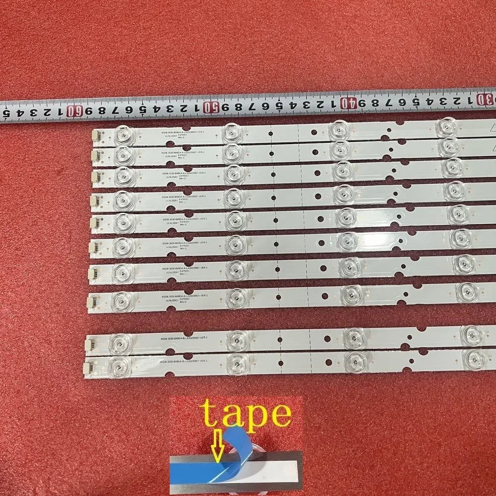10pcs/set LED Strip 8LED For TCL 65P8S 65D8-3030-8X8EA-A 65S525 65S4 65S525LABA 65S525LBAA 65EP668X1 65EP680 65EP681 65EP682
