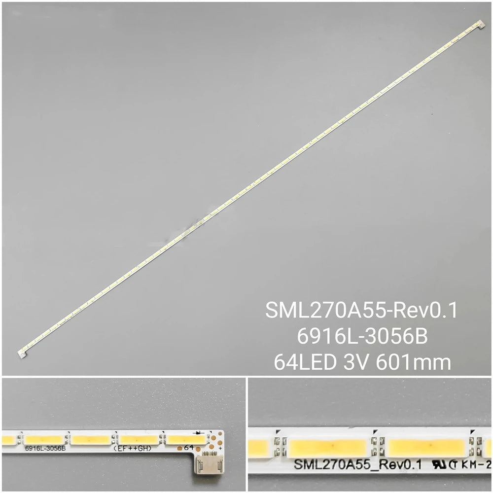 NEW LED Backlight Strip 64LED For TV SML270A55_Rev0.1 6916L-3056B 601mm 3V