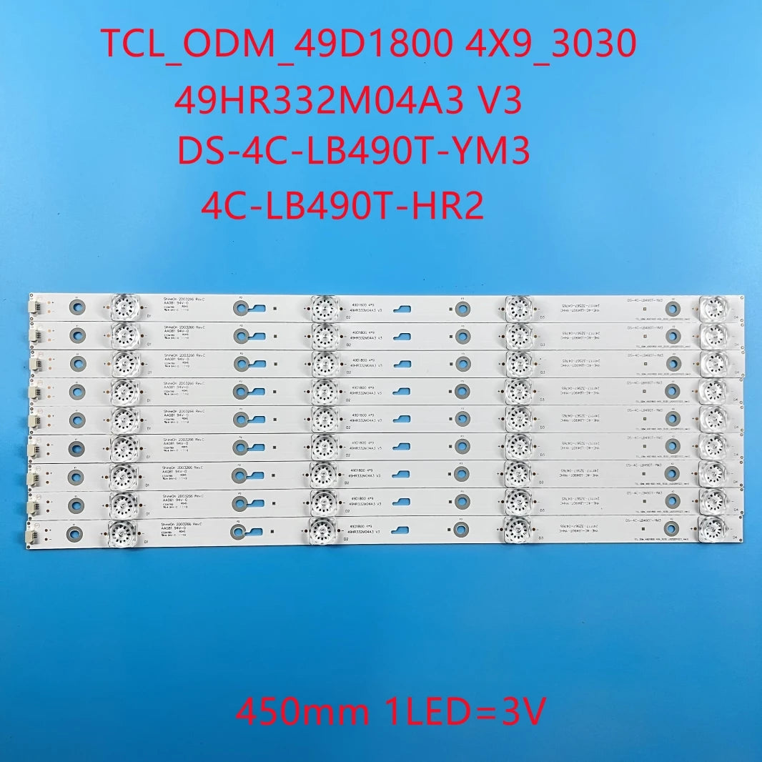 LED Backllight strip For 49HR332M04A3 V3 4C-LB490T-HR2 DS-4C-LB490T-YM3 TC490M01 TC490M02 Hitachi 49R80 T49D18SFS-01B 49U7750VE